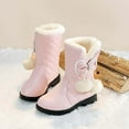 thumbnail image 1 of Pitauce Toddler Girls Leather Boots Thick Warm Plush Fleece Lined Snow Boots Waterproof Anti-Slip Winter Boots with Bowknot, 1 of 4