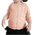 thumbnail image 1 of Pitauce Toddler Girls Ruffled Lightweight Cardigan Long Sleeve Button Down Knit Coat Open Front Thin Sweater for Kids 1-7 Years, 1 of 9