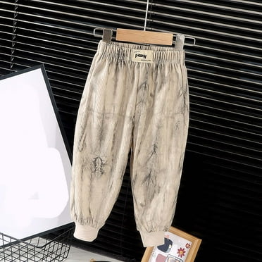 Pitauce Toddler Kids Corduroy Sweatpants Elastic Waist Straight Leg Jogger Pants Tie-Dye Cinch Buttom Trousers with Pockets (6 Months - 6 Years)