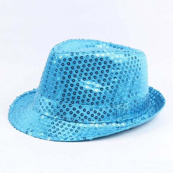 Pitauce Unisex Sequin Trilby Fedora Hat Short Brim Classic Manhattan Summer Cap Panama Hat for Dance Party