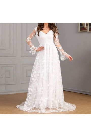 Long Sleeve Lace Wedding Dress Backless