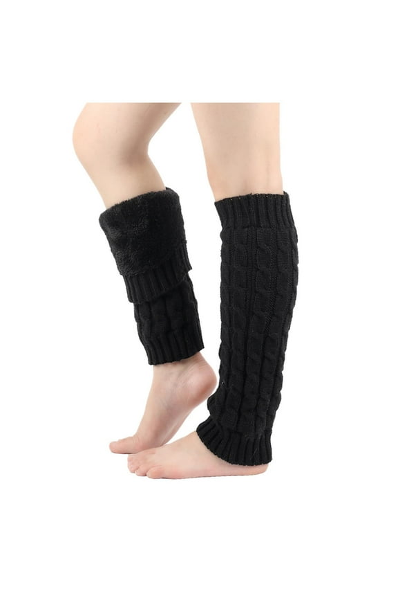 Winter Fleece Lined Leg Warmer for Women Knitted Boot Toppers Long Socks High Leg Sleeves for Outdoor Skating Daily Wear