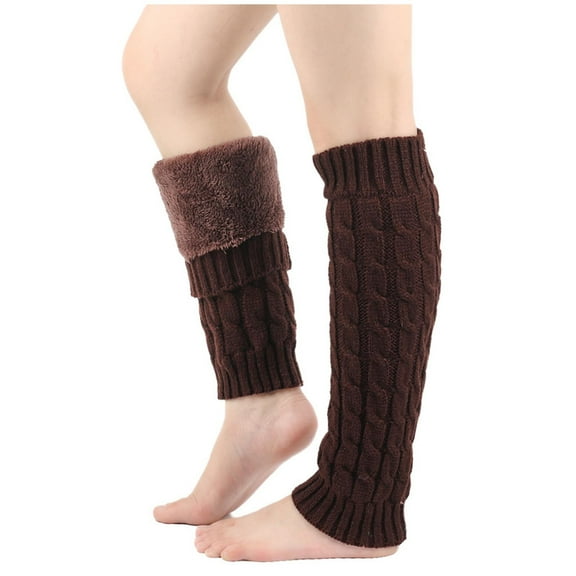 Pitauce Winter Fleece Lined Leg Warmer for Women Knitted Boot Toppers Long Socks High Leg Sleeves for Outdoor Skating Daily Wear