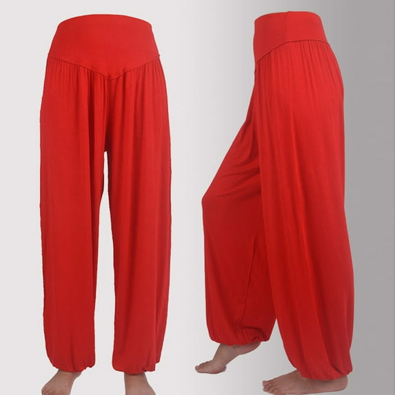 Pitauce Women's Elastic Soft Cotton Sports Yoga Pants Loose Casual Wide Leg Bloomers Pilates Dance Harem Pants Workout Baggy Trousers on Clearance
