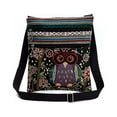 thumbnail image 1 of Pitauce Women’s Embroidered Owl Linen Shoulder & Crossbody Messenger with Double Zipper Tote Bag, 1 of 1