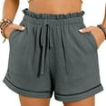 thumbnail image 1 of Pitauce Women's High Waisted Lounge Shorts Pleated Elastic Waist Drawstring Casual Shorts Summer Beach Shorts with Pockets, 1 of 3
