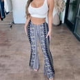 Pitauce Women's High Waisted Vintage Printed Flare Pants Tummy Control