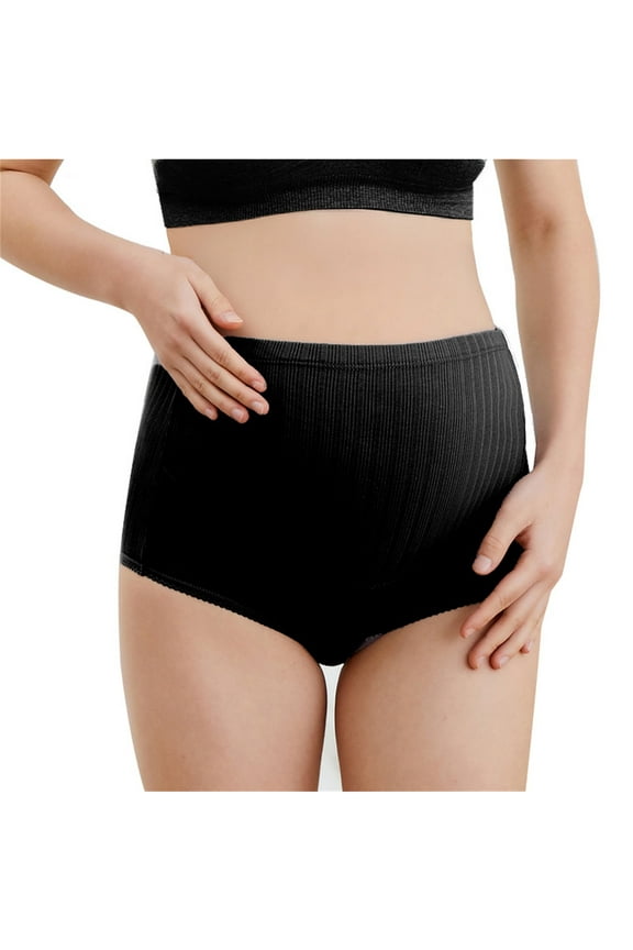 Women's Maternity High Waist Cotton Underwear Pregnancy Seamless Soft Belly Support Hipster Panties Over Bump M-5XL (Available in Plus Size)
