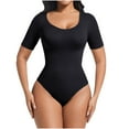 thumbnail image 1 of Pitauce Women's Short Sleeve Shapewear Bodysuits Seamless Tummy Control Slimming Thong Bodysuit Going Out Tops Body Shaper, 1 of 4