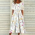 thumbnail image 1 of Pitauce Women's Summer Maxi Dress Casual Floral Short Sleeve Beach Hawaiian Long Wedding Guest Dress Vacation Sun Beach Dress on Clearance, 1 of 8