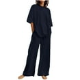 thumbnail image 1 of Pitauce Womens 2 Piece Lounge Set Short Sleeve Tops and Wide Leg Pants Oversized Outfits Plus Size Tracksuit with Pockets, 1 of 5