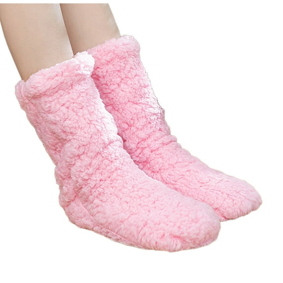 Pitauce Womens Anti Slip Thick Fuzzy Socks Winter Thermal Mid-Calf Slipper Socks Warm Sherpa Fleece House Sleeping Socks for Cold Weather