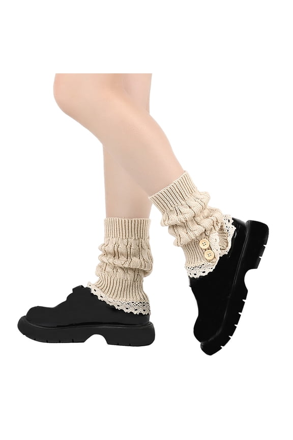 Womens Boot Socks-Winter Short Ankle Leg Warmers Lace Crochet Knitted Boot Cuffs, Thick Boots Topper Socks