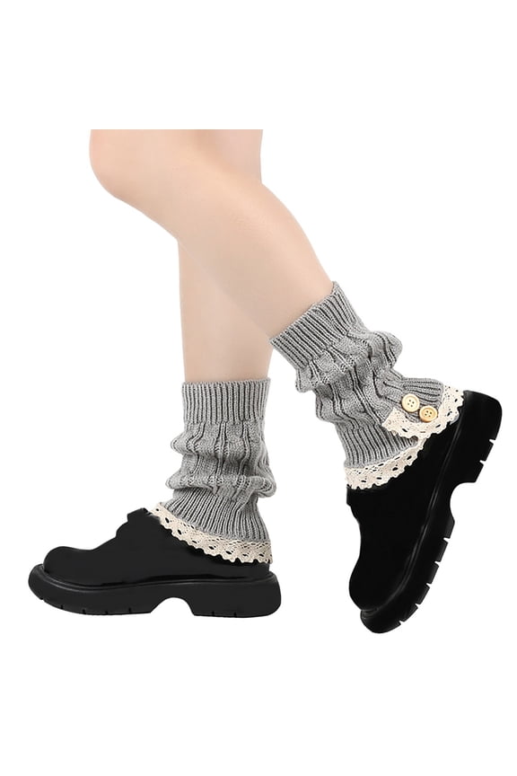 Womens Boot Socks-Winter Short Ankle Leg Warmers Lace Crochet Knitted Boot Cuffs, Thick Boots Topper Socks
