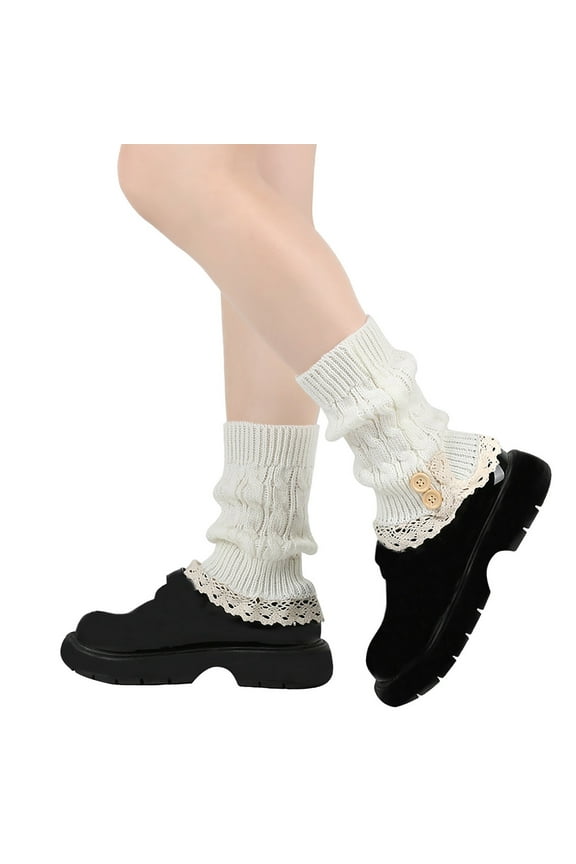Womens Boot Socks-Winter Short Ankle Leg Warmers Lace Crochet Knitted Boot Cuffs, Thick Boots Topper Socks