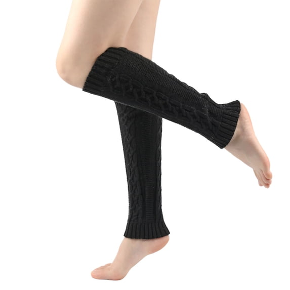 Pitauce Womens Cable Knitted Long Leg Warmers High Socks Boot Socks Winter Ankle Heap Sock