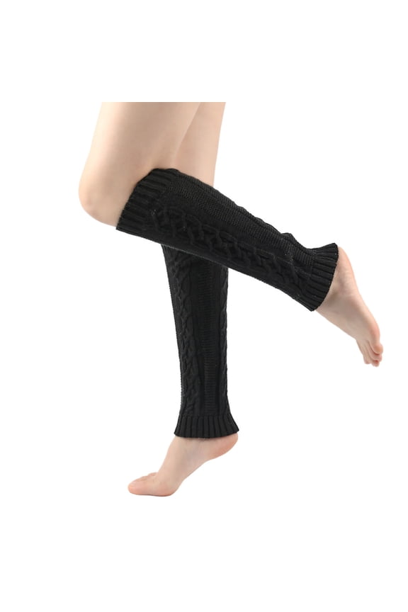 Womens Cable Knitted Long Leg Warmers High Socks Boot Socks Winter Ankle Heap Sock