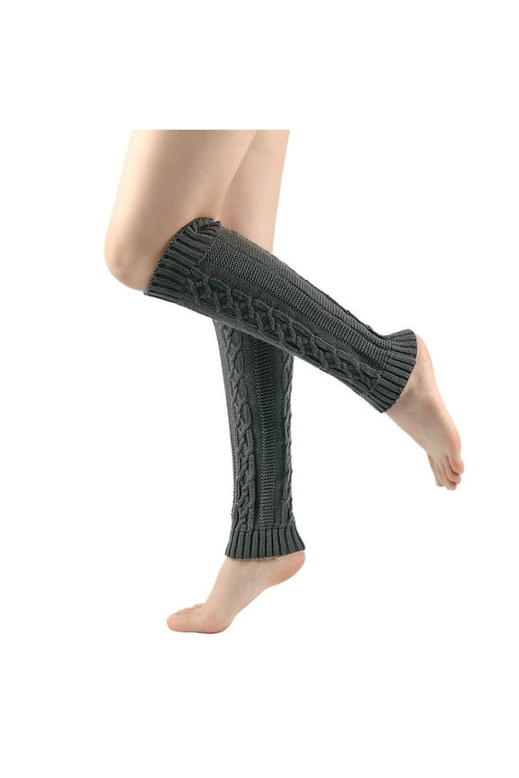 Womens Cable Knitted Long Leg Warmers High Socks Boot Socks Winter Ankle Heap Sock