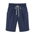 thumbnail image 1 of Pitauce Womens Casual Drawstring Bermuda Shorts Knee Length Elastic Waist Summer Shorts with Pockets, 1 of 3