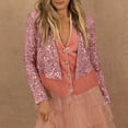 thumbnail image 1 of Pitauce Womens Cropped Sequin Jacket Open Front Long Sleeve Cardigan Glitter Sparkly Short Jacket S-3XL, 1 of 5