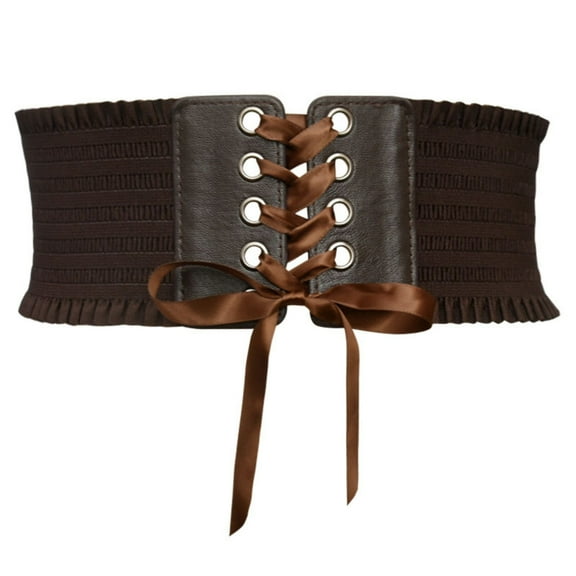 Pitauce Womens Lace-Up Corset Belt Wide Elastic Waistband Vintage Renaissance Waist Belt