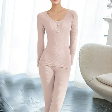 Pitauce Womens Lightweight Thermal Underwear Thin Stretchy Cold Weather Long Johns Base Layer Thermals Top & Bottom