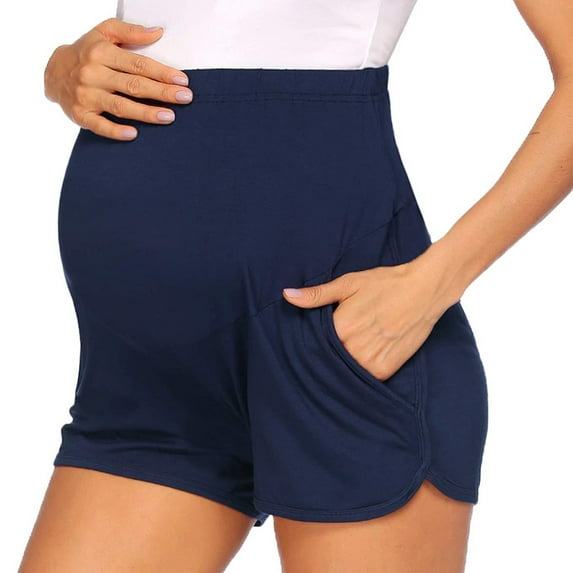 Pitauce Womens Maternity Over Belly Lounge Shorts Pregnancy Summer Casual Pajama Shorts Workout Athletic Running Shorts with Pockets