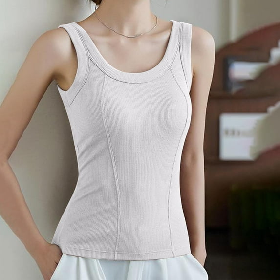 Pitauce Womens Modal Tank Tops Slim Fit Sleeveless T-Shirt Crew Neck Solid Stretchy Undershirt Casual Basic Tops