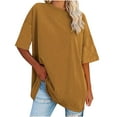 thumbnail image 1 of Pitauce Womens Oversized T-Shirts Loose Fit Crew Neck Short Sleeve Tops Solid Color Summer Casual Blouse Tunic Tops 2025 Basic Tee, 1 of 5