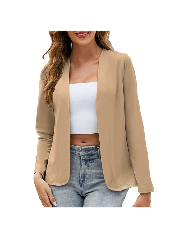 Womens Plus Size Casual Business Blazers Work Office Blazer Jackets Open Front Long Sleeve Cardigans S-5XL