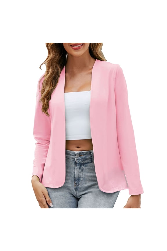 Womens Plus Size Casual Business Blazers Work Office Blazer Jackets Open Front Long Sleeve Cardigans S-5XL
