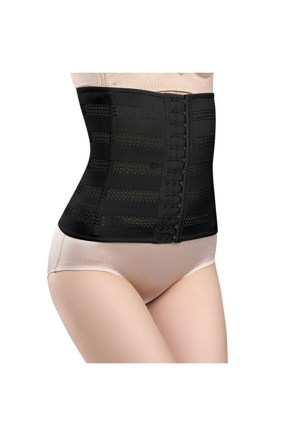 Womens Plus Size Waist Trainer Front Closure Breathable Shapewear Tummy Control Slimming Body Shaper Girdle Waist Cincher Postpartum Belly Band
