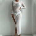 thumbnail image 1 of Pitauce Womens Sheer Mesh Long Sleeve Bikini Cover Up High Split See Through Swimwear Coverups Summer Beach Long Dresses, 1 of 6