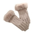thumbnail image 1 of Pitauce Womens Sherpa Gloves with Faux Fur Cuff Winter Touch Screen Full Finger Gloves Thermal Gloves for Cold Weather, 1 of 5