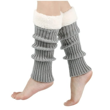 Pitauce Womens Soft Plush Leg Warmer Fleece Trim Boot Cuffs Knitted Socks Winter Heap Socks