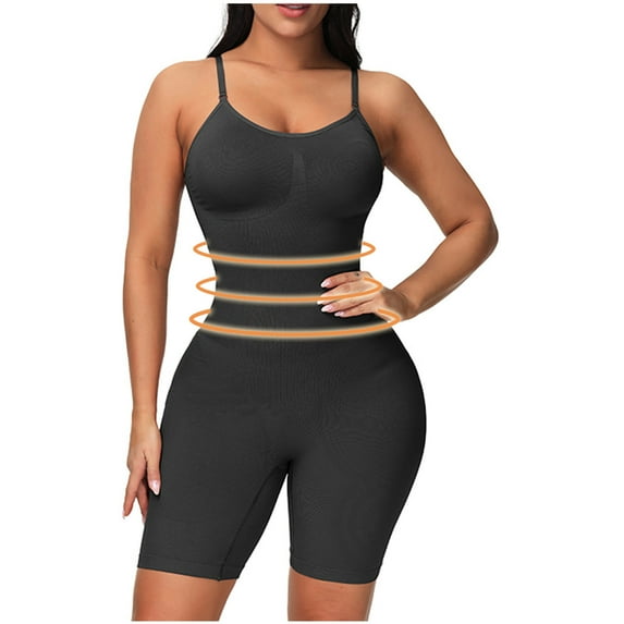 Pitauce Womens Spaghetti Straps One Piece Shapewear Tummy Control Full Body Seamless Bodysuit Butt Lifting Shorts Thigh Slimming Body Shaper