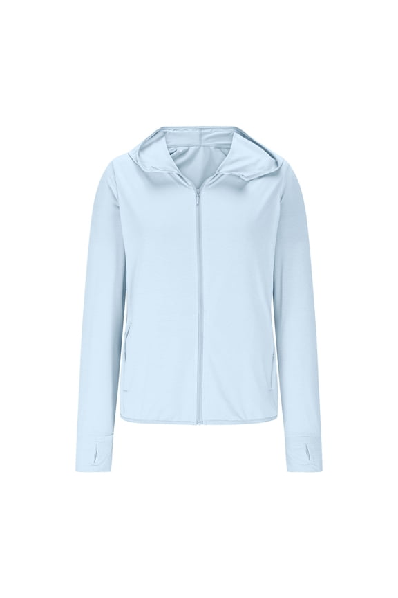 Womens UPF 50+ Sun Protection Hoodie Jacket Plus Size Rash Guard Lightweight Long Sleeve Sun Shirt with Pocket, Lightweight & Breathable