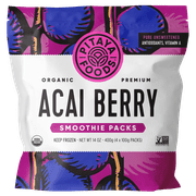 Pitaya Foods Frozen Organic Unsweetened Acai Fruit Smoothie Mix, 14 oz, 4pk