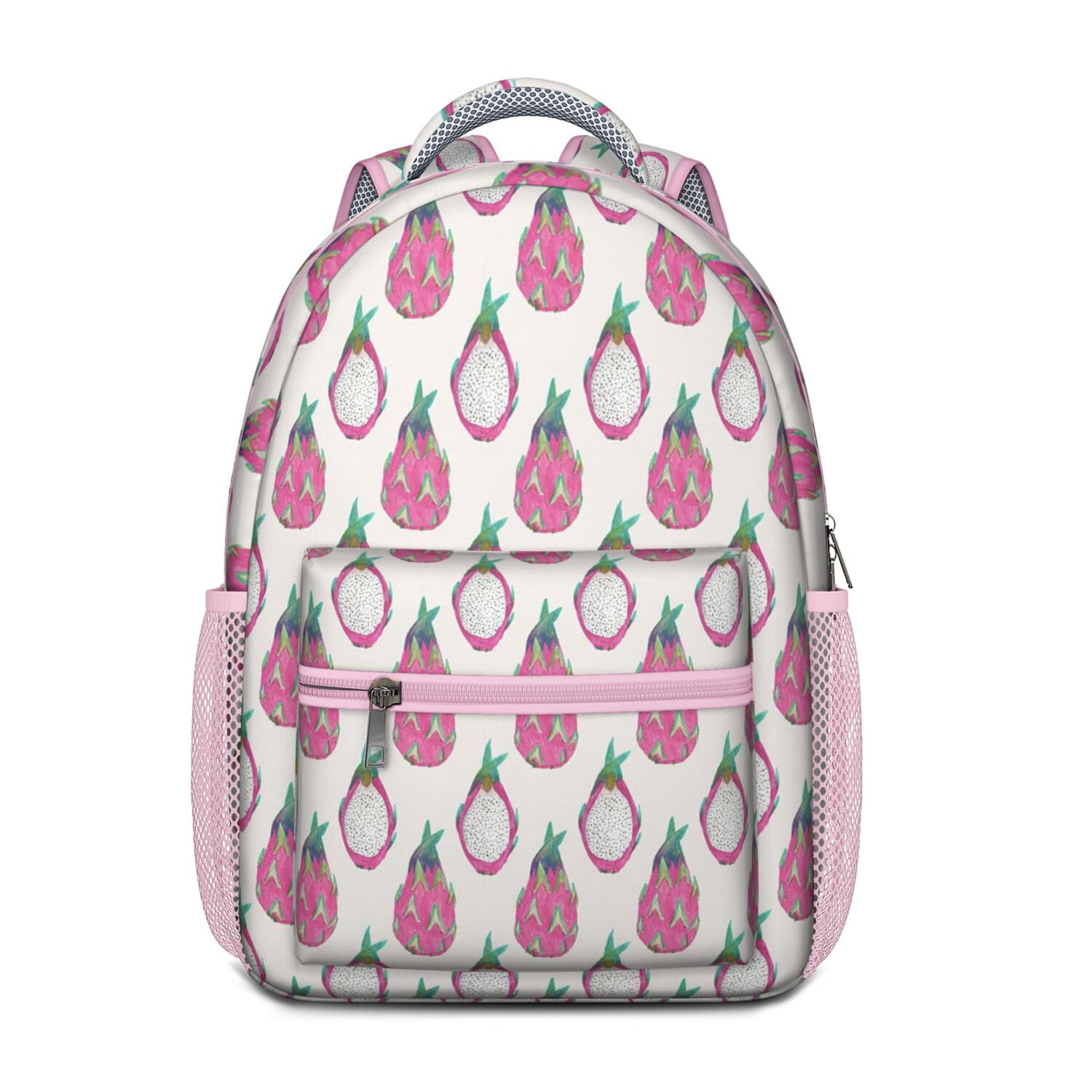 Red and Pink Tropical Print Backpack Preppy Pink Southern Flamingo Print Summer Beach Backpack main image 2