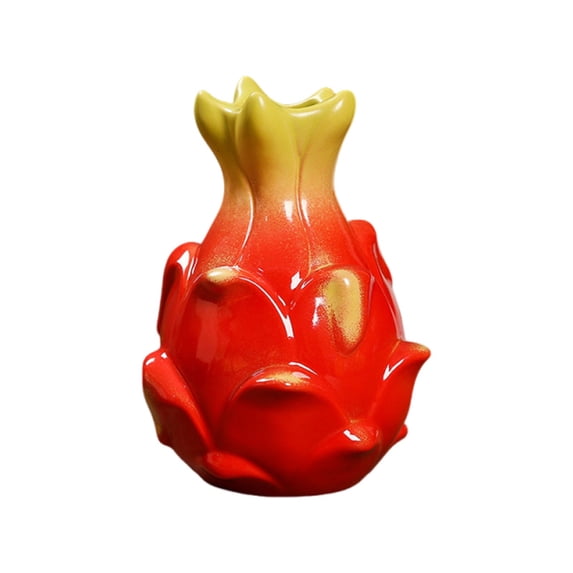 Pitaya Vase for Flowers, Decorative Ceramic Fruit Vase, Fruit Flower Pot, Fruit Shaped Planter Pot for Table Centerpiece, Home, Coffee Table, Office, Garden, Balcony, Kitchen, Spring Decor,