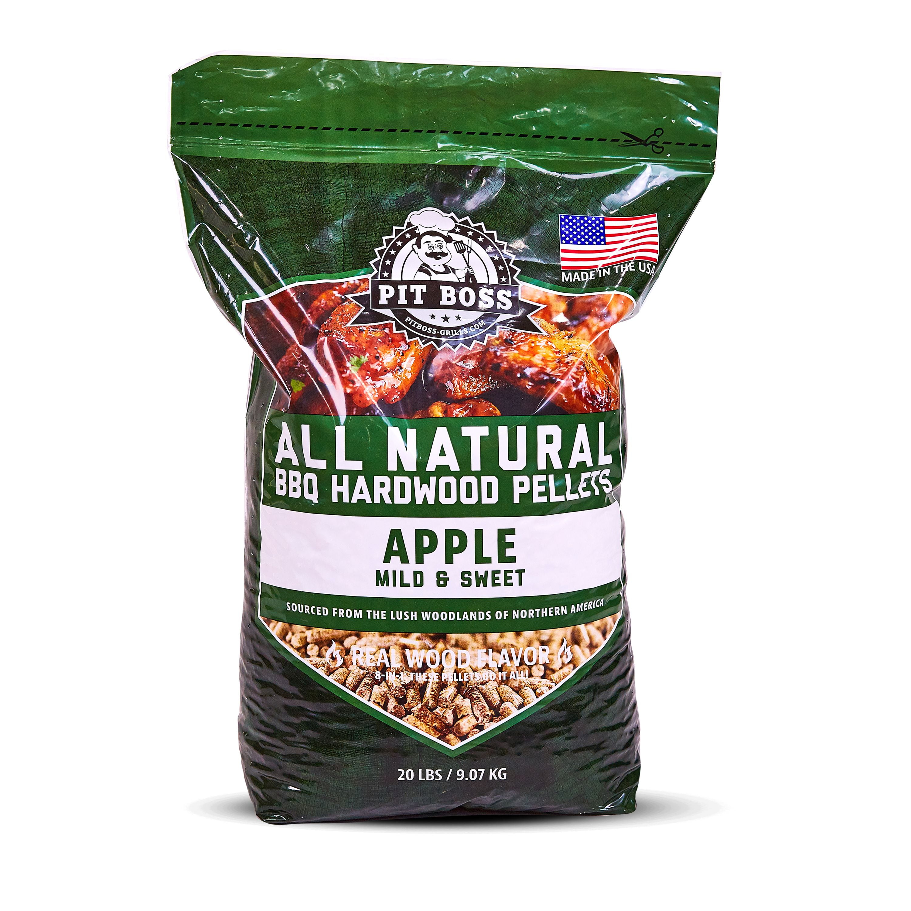 Pit Boss 100 All Natural Hardwood Apple Blend BBQ Grilling Pellets 20 Pound Bag