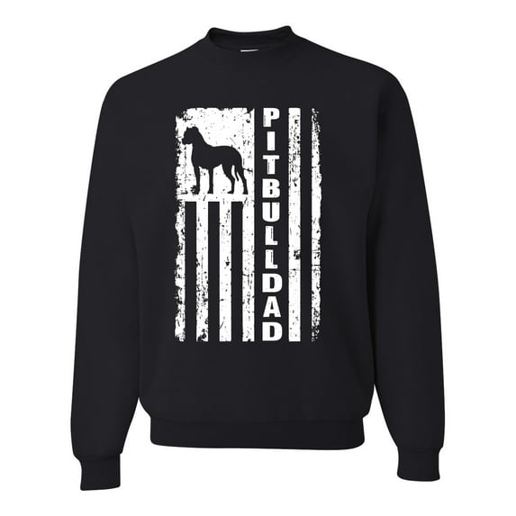 Pitbull Dad Dog Dag Funny Gift | Mens Dog Lover Crewneck Graphic Sweatshirt, Black, Small