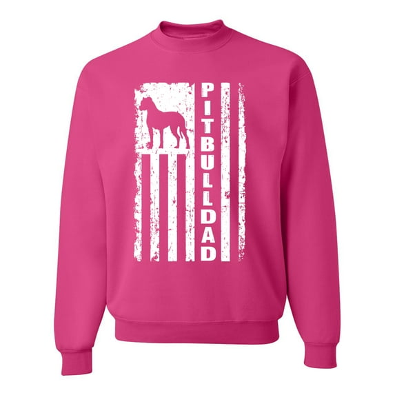 Pitbull Dad Dog Dag Funny Gift | Mens Dog Lover Crewneck Graphic Sweatshirt, Fuschia, Medium
