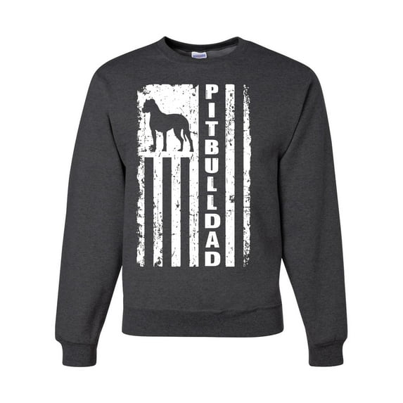 Pitbull Dad Dog Dag Funny Gift | Mens Dog Lover Crewneck Graphic Sweatshirt, Heather Black, Large
