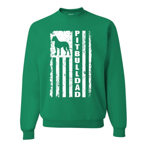Pitbull Dad Dog Dag Funny Gift | Mens Dog Lover Crewneck Graphic Sweatshirt, Kelly, Small