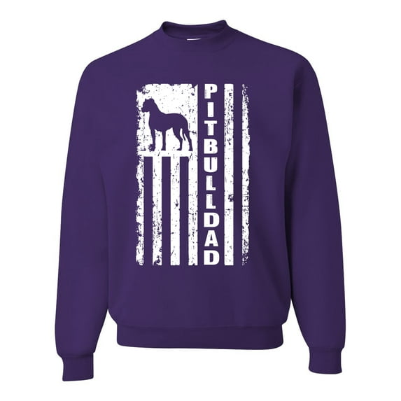 Pitbull Dad Dog Dag Funny Gift | Mens Dog Lover Crewneck Graphic Sweatshirt, Purple, Medium