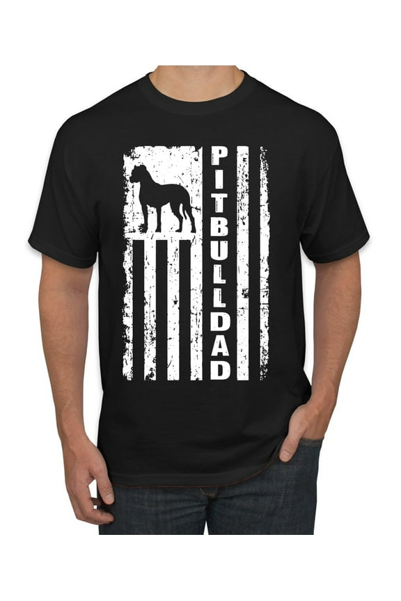 Pitbull Dad Dog Dag Funny Gift | Mens Dog Lover Graphic T-Shirt, Black, Small