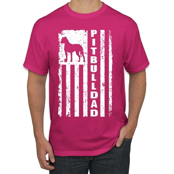 Pitbull Dad Dog Dag Funny Gift | Mens Dog Lover Graphic T-Shirt, Fuschia, Medium