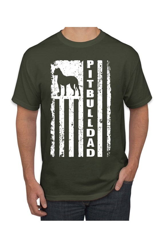 Pitbull Dad Dog Dag Funny Gift | Mens Dog Lover Graphic T-Shirt, Military Green, Small