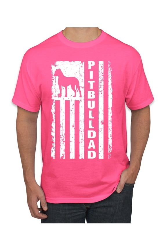 Pitbull Dad Dog Dag Funny Gift | Mens Dog Lover Graphic T-Shirt, Neon Pink, 2XL